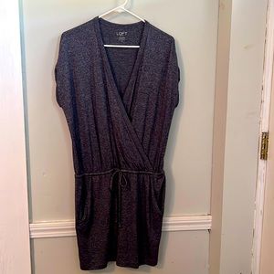 Ann Taylor loft outlet lounge dress tie waist to pockets super comfy V-neck